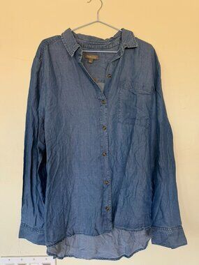 Style & Co. Chambray Long Sleeve Button Up Shirt Blue Sz XL NWT